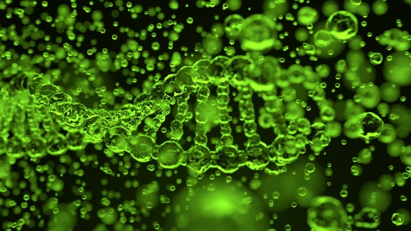 Destruction of Green Transparent DNA Molecule Model alt