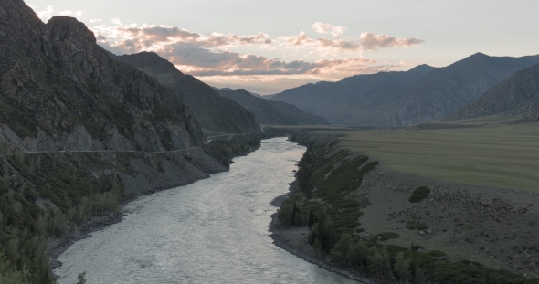 Waves, Spray and Foam, River Katun in Altai Mountains Siberia, Russia