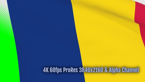 Chad waving flag transition 4k and 1080 HD footage with alpha channel alt