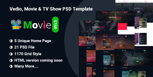 MOVIE STAR  - Online Movie, Video & TV Show PSD Template