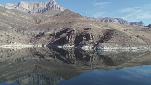 Smooth Water Mirror Rocks High in the Mountains