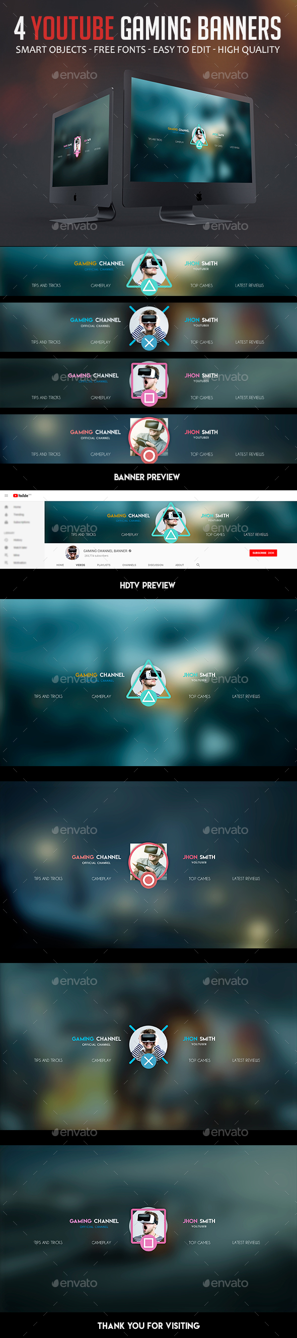 Gaming Youtube Banner Graphics Designs Templates