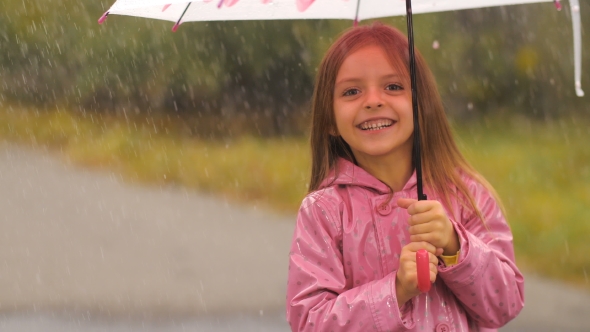 Little Girl under Rain