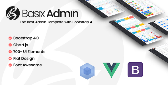 Basix Admin - VueJS Dashboard Template for Web Applications made with BootStrap