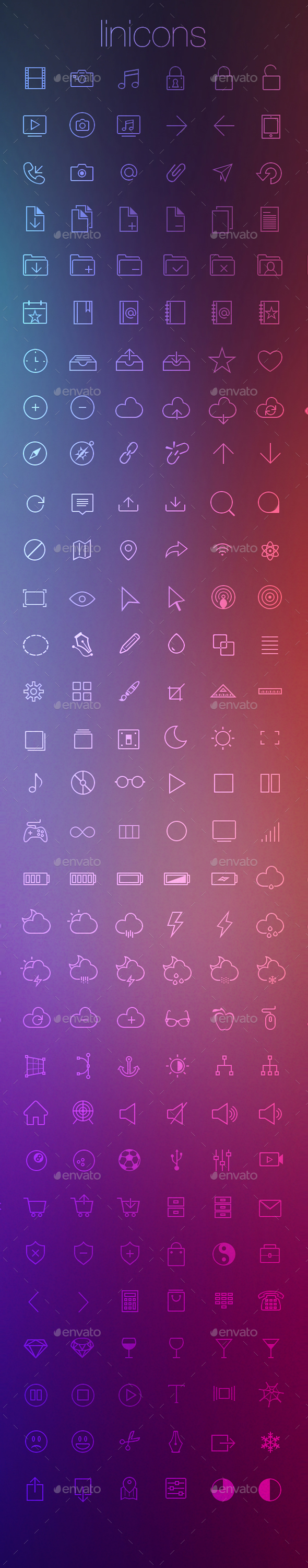 Linicons - 310 stroke icons CSH PSD PNG