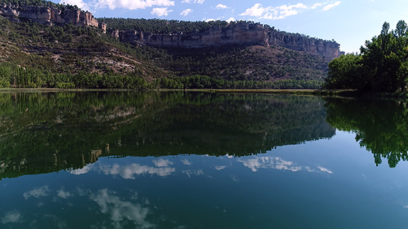 Flying Over The Lake In Spain