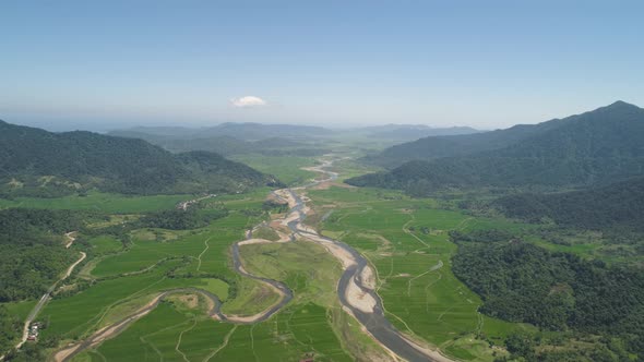 Mountain Valley with Farmlands in the Philippines alt