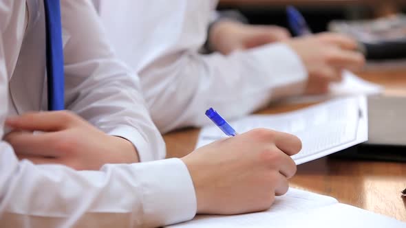 High School Teenage Students at the Desk