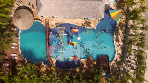 Aerial view of a public swimming pool in Forteleza, Brazil.