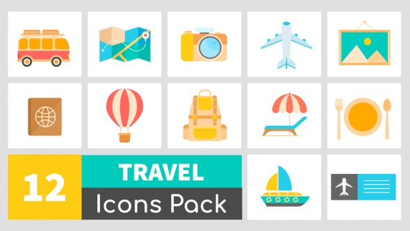 12 Travel Icons Pack