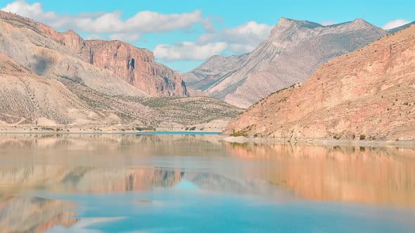 Dam And Mountains Landscape Timelapse