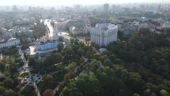 Cityscape of Kyiv, Ukraine. Aerial View, Slow Motion