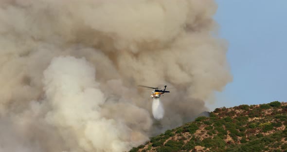 Warner Brothers Fire, Firefighter Helicopter Puts Out Burning Hollywood Hills