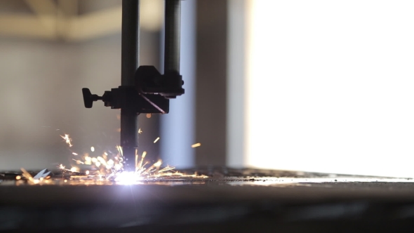 Metallurgical Industry. Metal Cutting By Plasma.