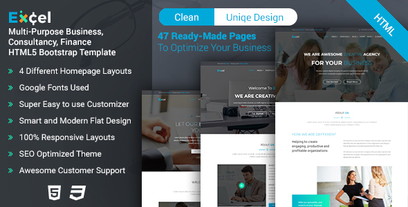 Excel - Multi-Purpose Business, Consultancy, Finance HTML5 Bootstrap Template