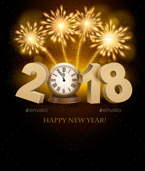 Happy New Year 2018 Background with Fireworks
