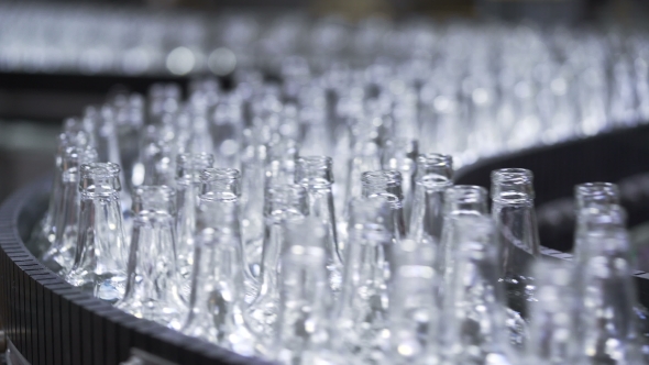 Bottles Moving Along the Conveyor Line