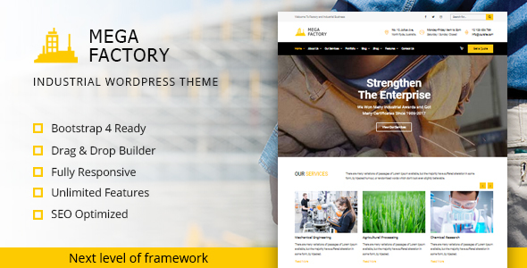 Mega Factory - Industrial WordPress Theme