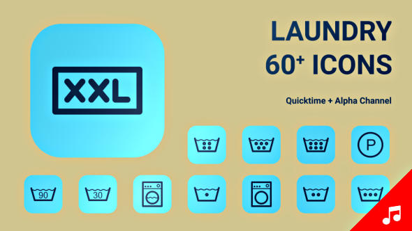 Laundry Icon Set - Line Motion Graphics Icons