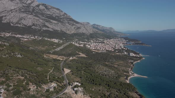 Coast of Croatia Makarska Riviera Aerial View of the City of Makarska 2021