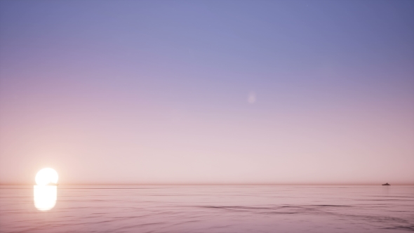 Sunset -  Sun with Boats and Ocean alt