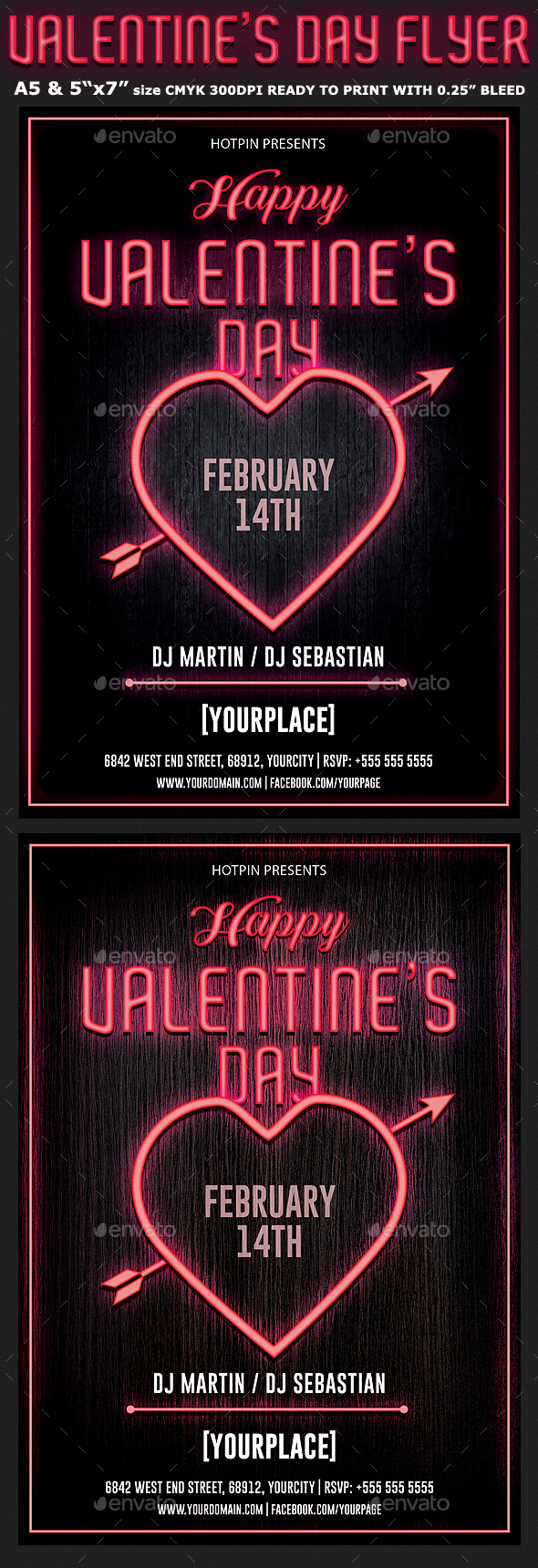 Neon Valentines Day Flyer Template