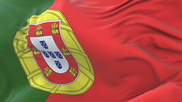 Flag of Portugal Waving at Wind