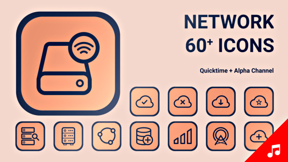 Network Database Big Data Information Icon Set - Line Motion Graphics Icons