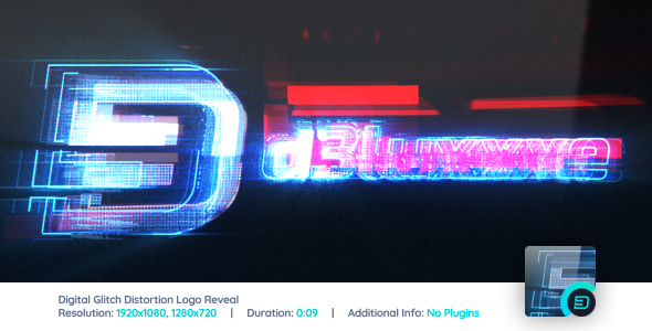 Digital Glitch Distortion Logo Reveal alt