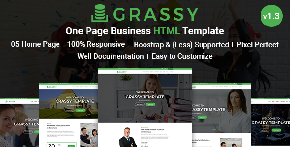 Grassy - Business, Corporate and  Finance One Page HTML5 Template