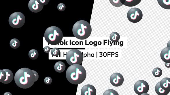 Tiktok Icon Logo Flying with Alpha