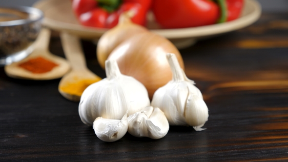 Garlic in Front of Other Vegetables