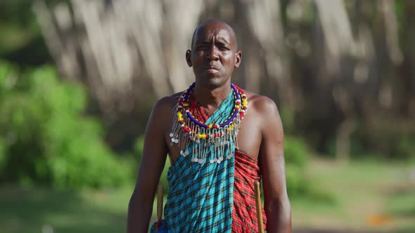 Maasai man with traditional clothes