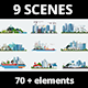 9 Urban Scenes And  More  Then 70  Infographic Elements - VideoHive Item for Sale