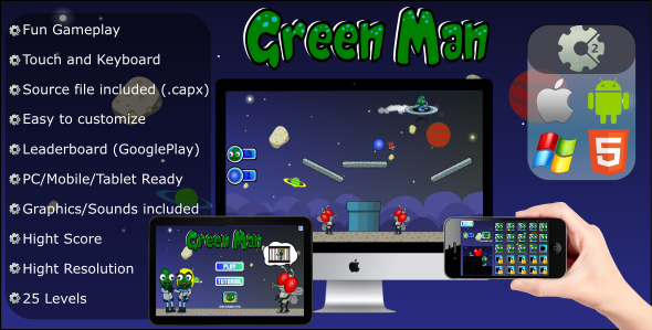 Green Man - Physics Game (.CAPX - Mobile and HTML5)