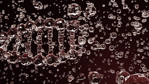 Transparent DNA Molecule Model Against Dark Red Background alt