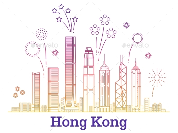 Hong Kong City Vector Panorama