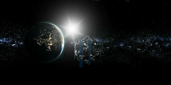 International Space Station Orbiting Earth in Virtual Reality alt