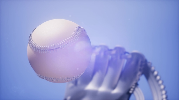 Baseball and Mitt at Blue Sky Background alt