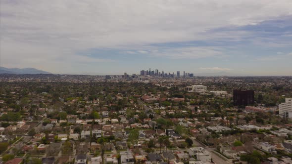 AERIAL HYPER LAPSE: Towards Downtown Los Angeles Only Cloudy Day Drone Time Lapse