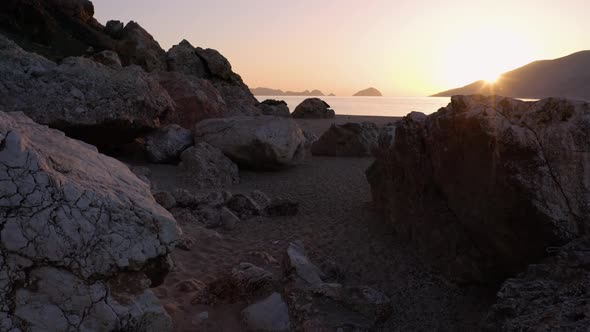 Wild Sandy Beach with Rocks