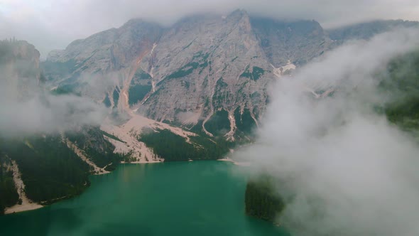 Prager Wildsee Spectacular Romantic Place with Typical Wooden Boats on the Alpine Lake Lago Di