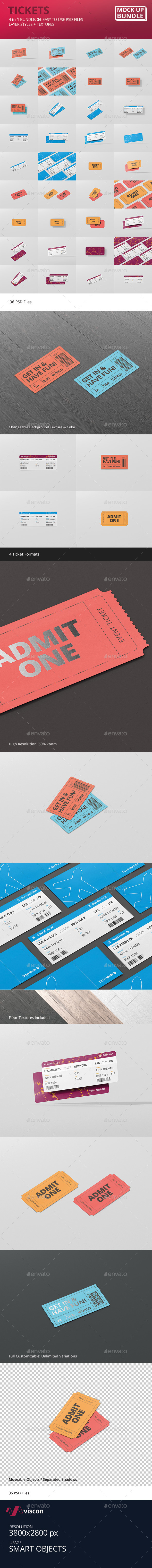 Download Tickets Mockup Graphics Vectors From Graphicriver PSD Mockup Templates