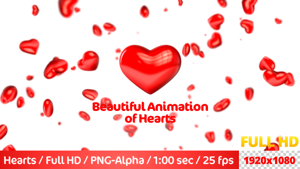 Beautiful Flying 3D Hearts