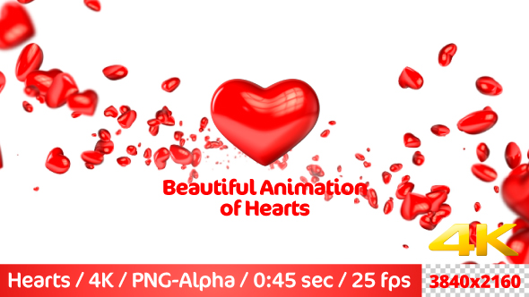 Beautiful Flying 3D Hearts