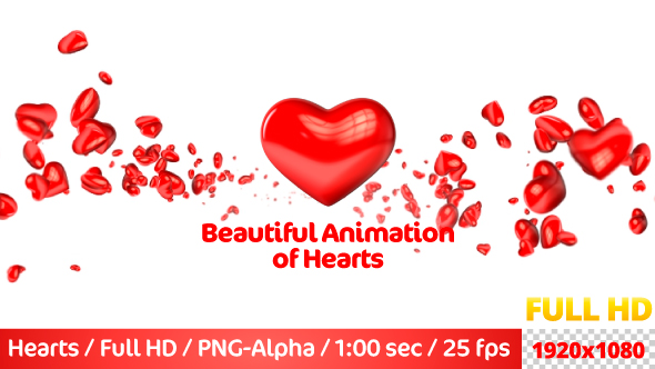 Beautiful Flying 3D Hearts