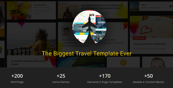 Travelz - Travel, Tour Booking ,  Hotel , Mega  HTML5 Template