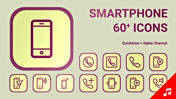 Smartphone Icon Set - Line Motion Graphics Icons