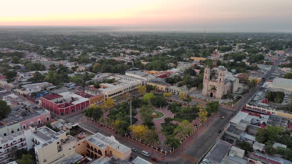 Valladolid Sky Park Aerial Drone Fly Above Yucatan Peninsula Mexico Magic Town Ancient Destination