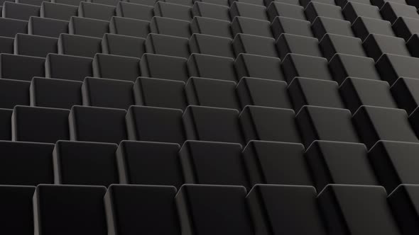 Forward Moving Along Abstract Black Cubes Animation on Dark Background